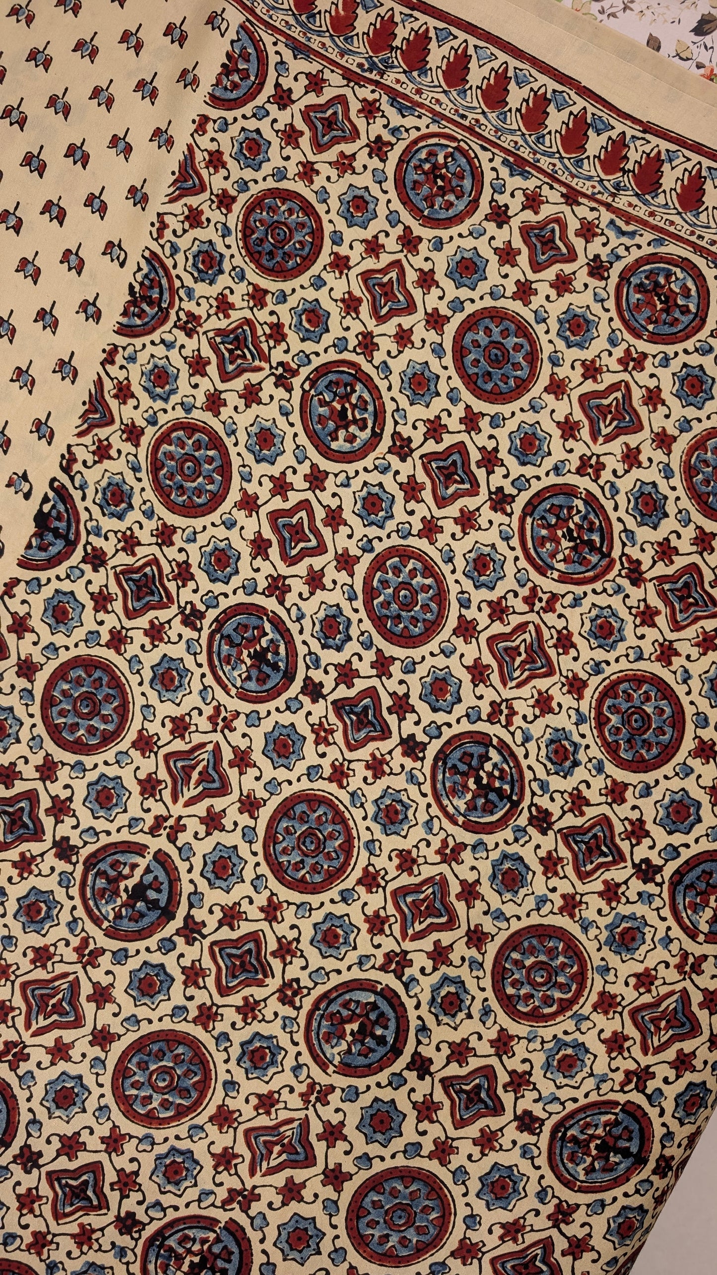 Ajrakh Saree in Modal Silk - Hand Block Print and Naturally Dyed | TheRangBhoomi