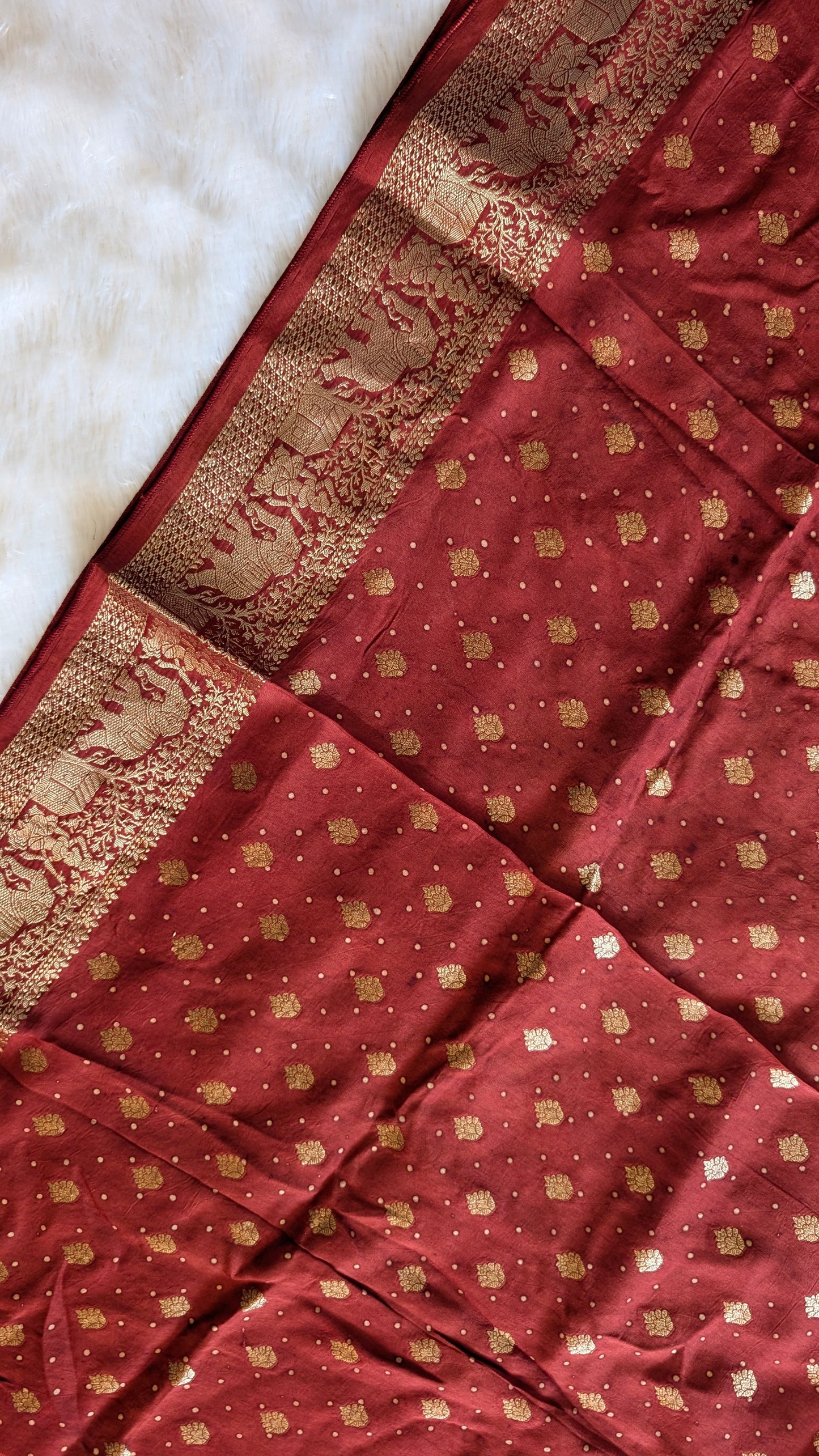Dola Silk | Ajrakh | Blue and Red