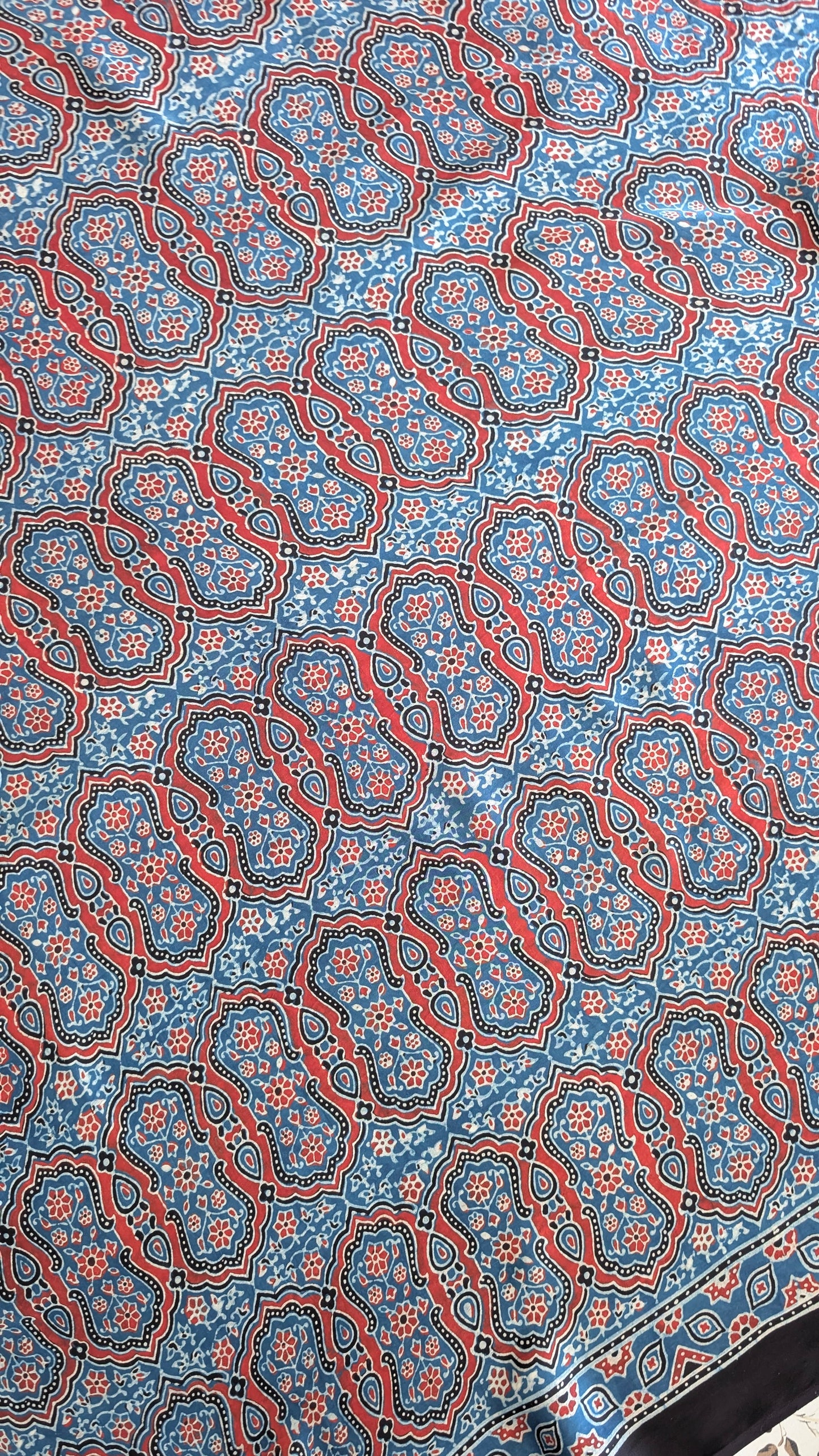 Ajrakh Saree in Modal Silk - Hand Block Print and Naturally Dyed | TheRangBhoomi
