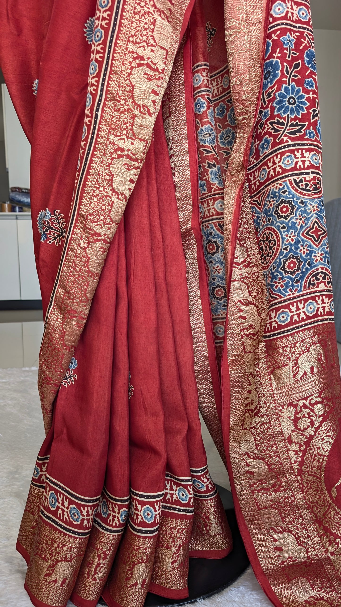 Dola Silk | Ajrakh | Red