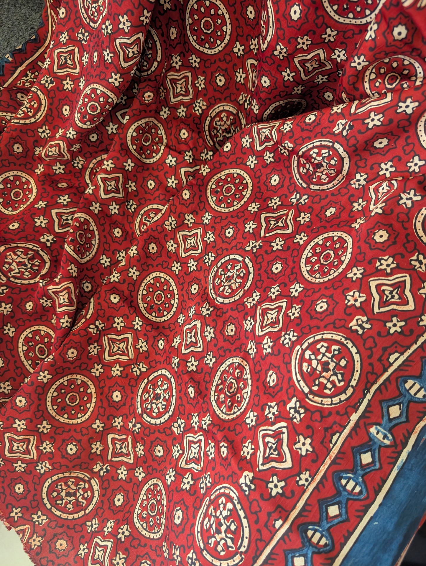 [PRE ORDER ONLY] Ajrakh Saree in Modal Silk - Hand Block Print and Naturally Dyed | TheRangBhoomi