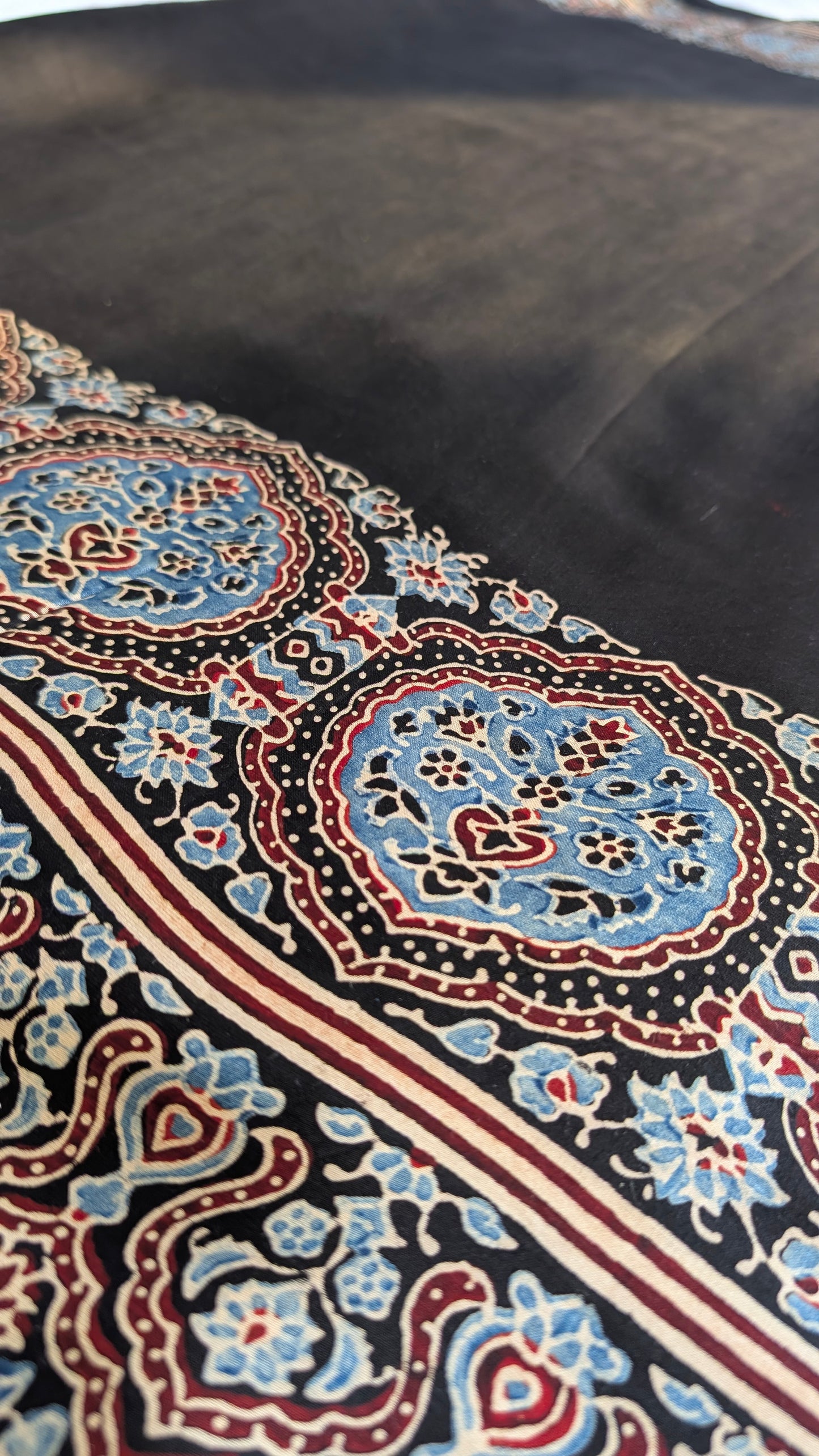 [PRE ORDER ONLY] Ajrakh Saree in Modal Silk - Hand Block Print and Naturally Dyed | TheRangBhoomi