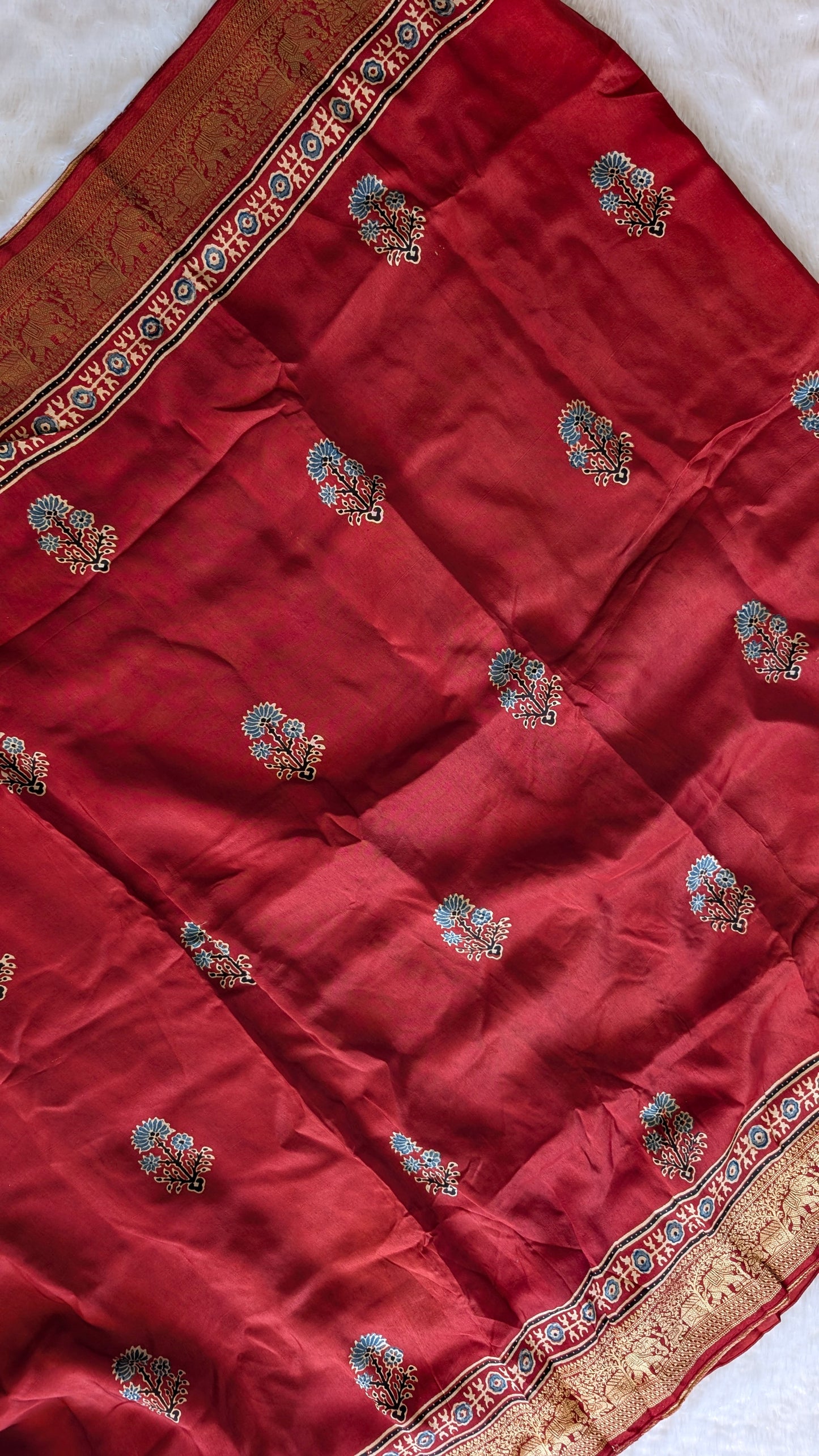 Dola Silk | Ajrakh | Red