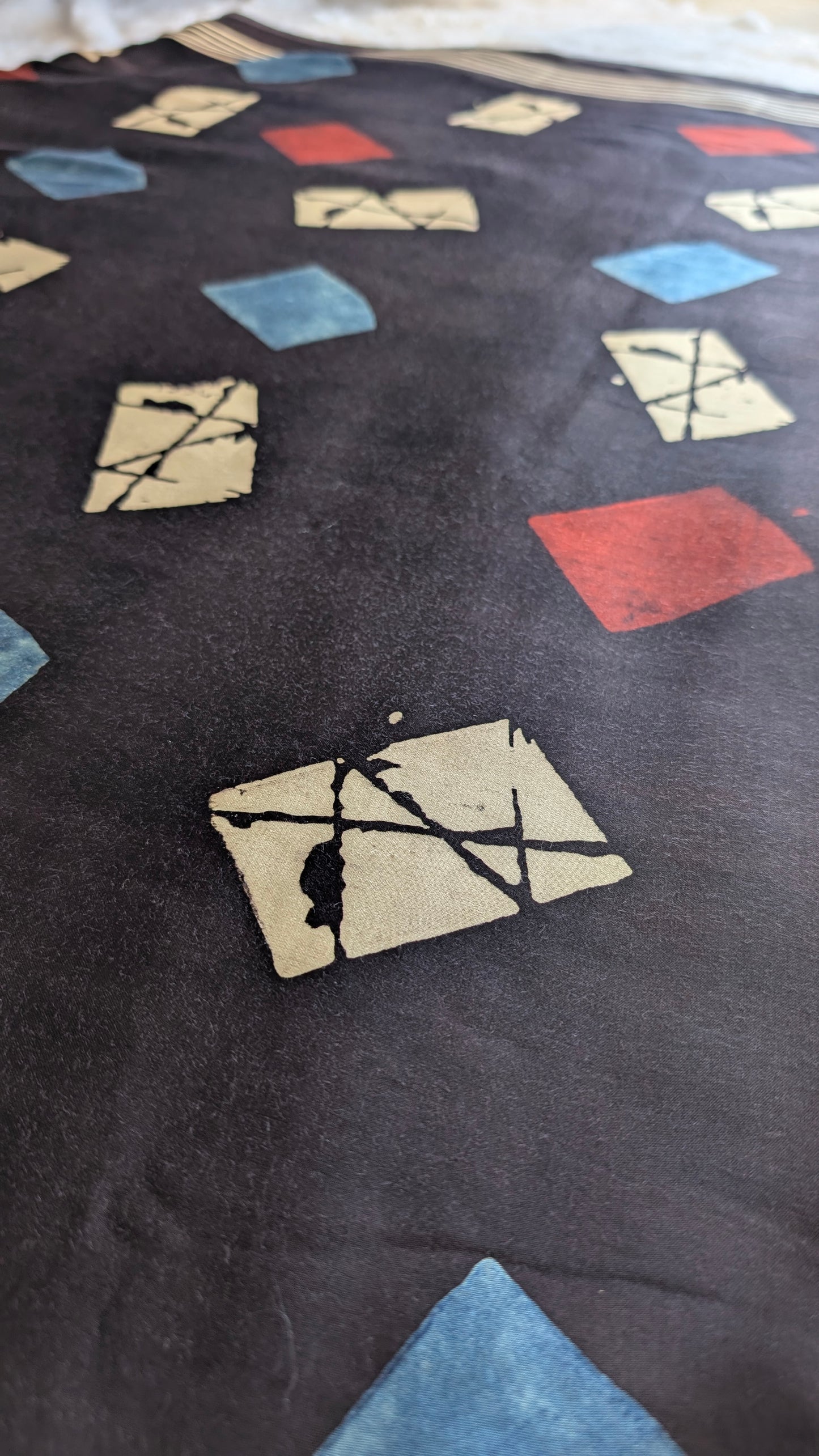 Ajrakh Saree | Modal Silk | Naturally Dyed Handcrafted Saree | Black | Geometric Patterns
