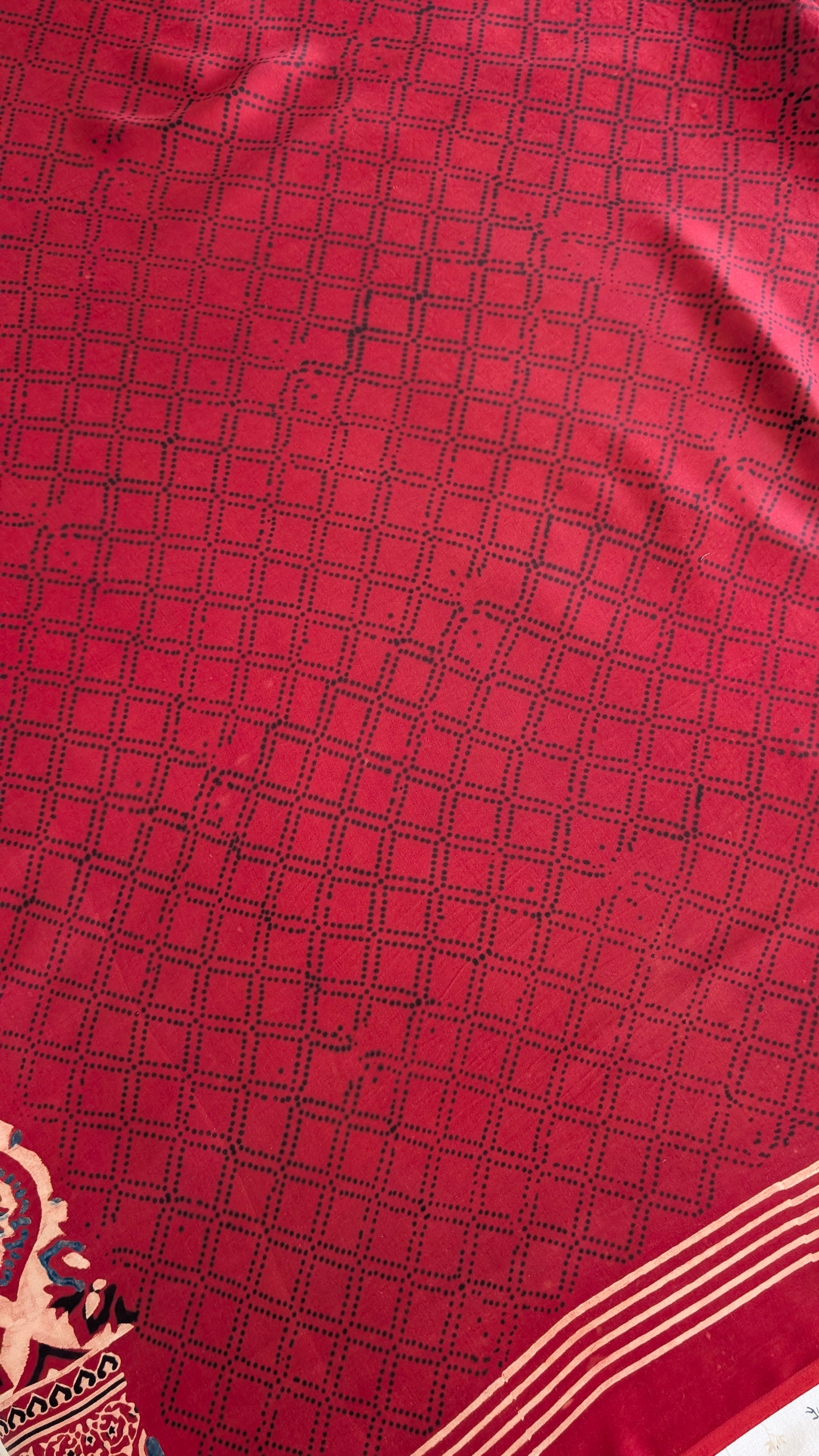 Ajrakh Saree in Modal Silk - Hand Block Print and Naturally Dyed | TheRangBhoomi