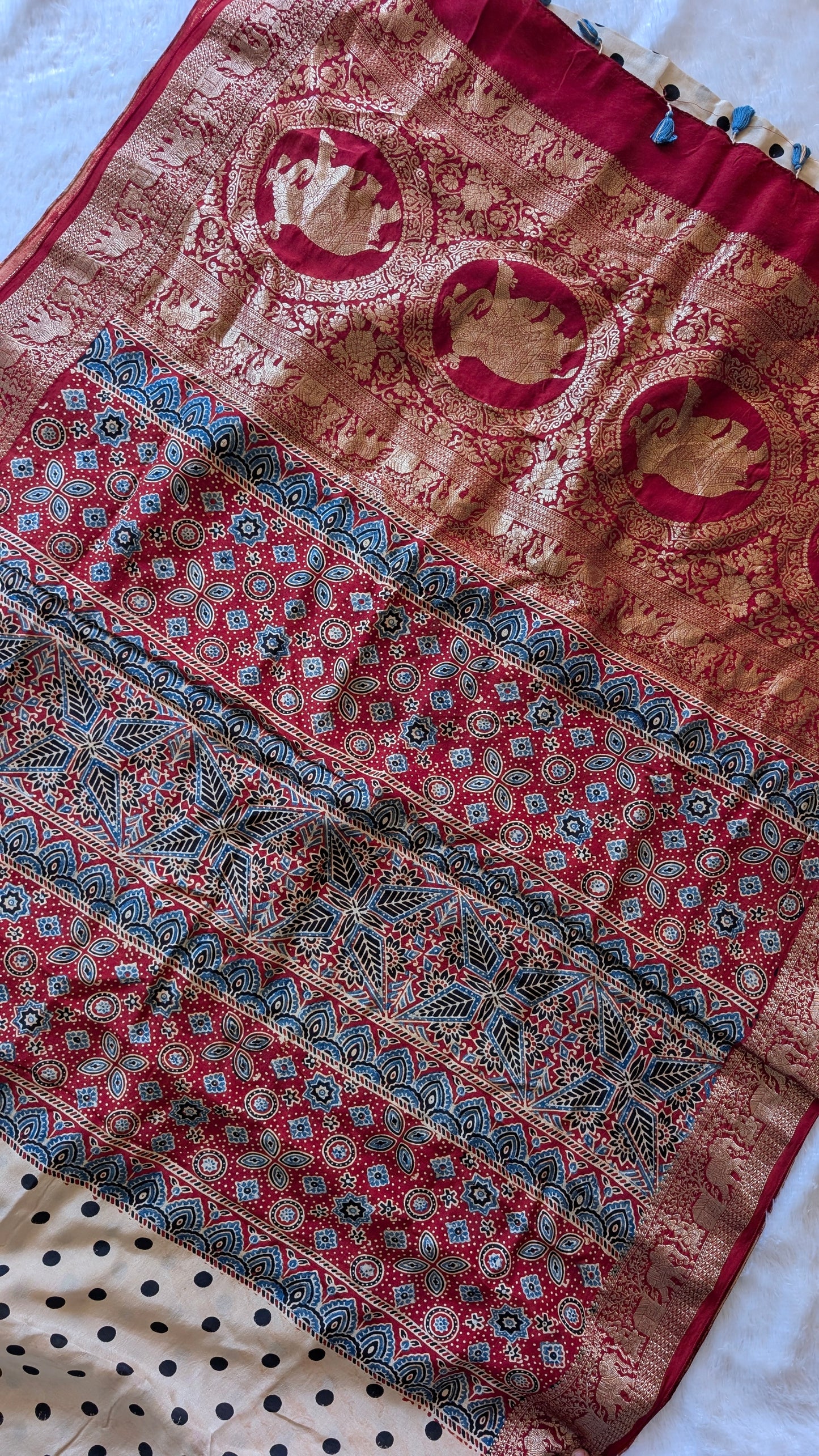 Dola Silk | Ajrakh | OffWhite