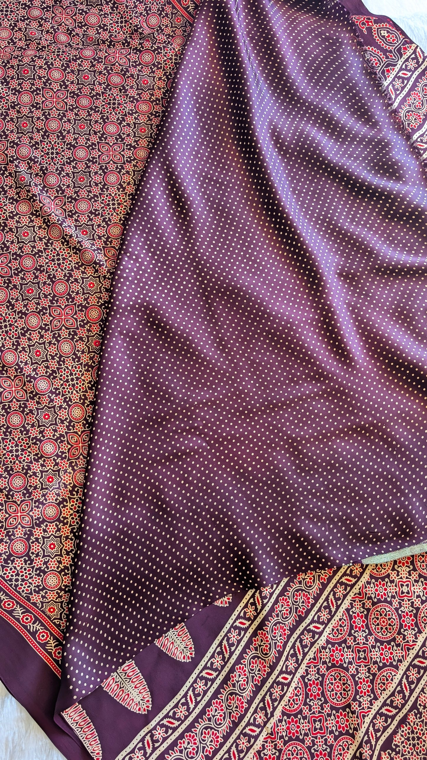 Ajrakh Saree Tissue Pallu | Modal Silk | Printed