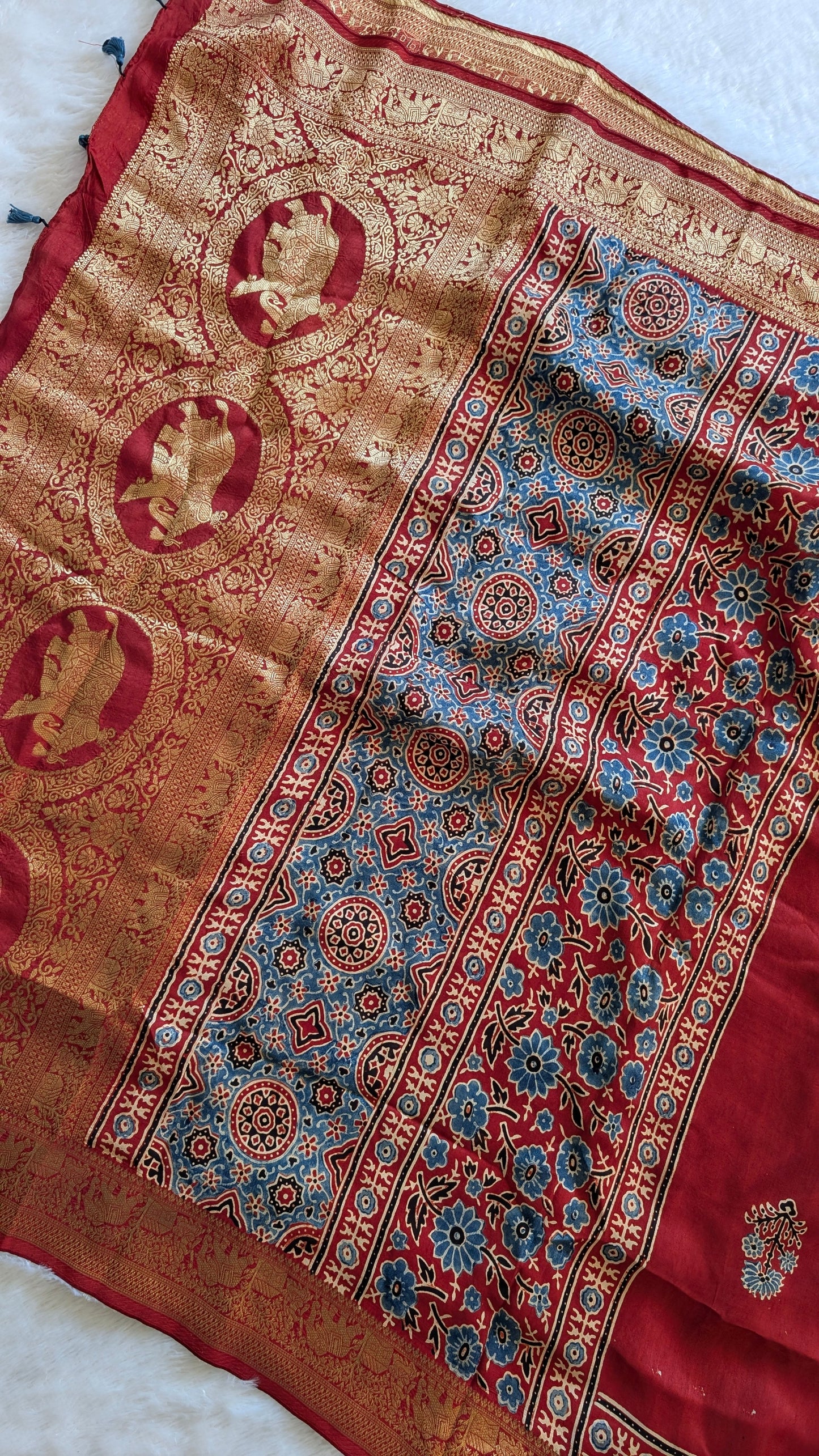 Dola Silk | Ajrakh | Red