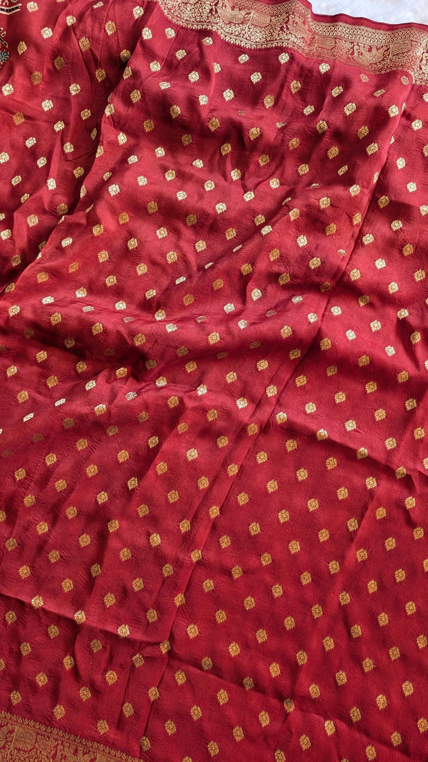 Dola Silk | Ajrakh | Red