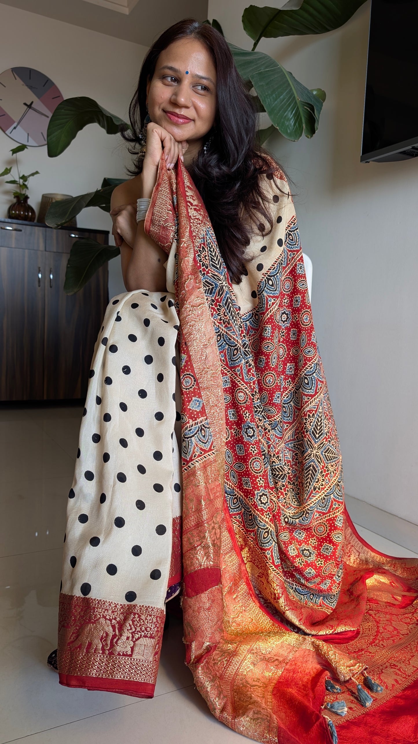Dola Silk | Ajrakh | OffWhite