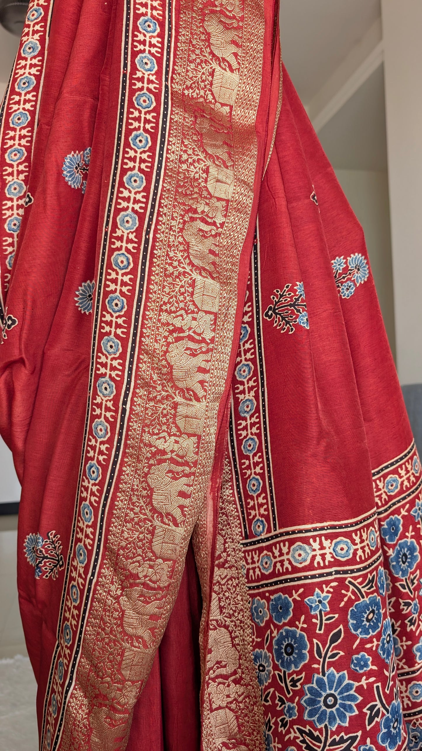 Dola Silk | Ajrakh | Red