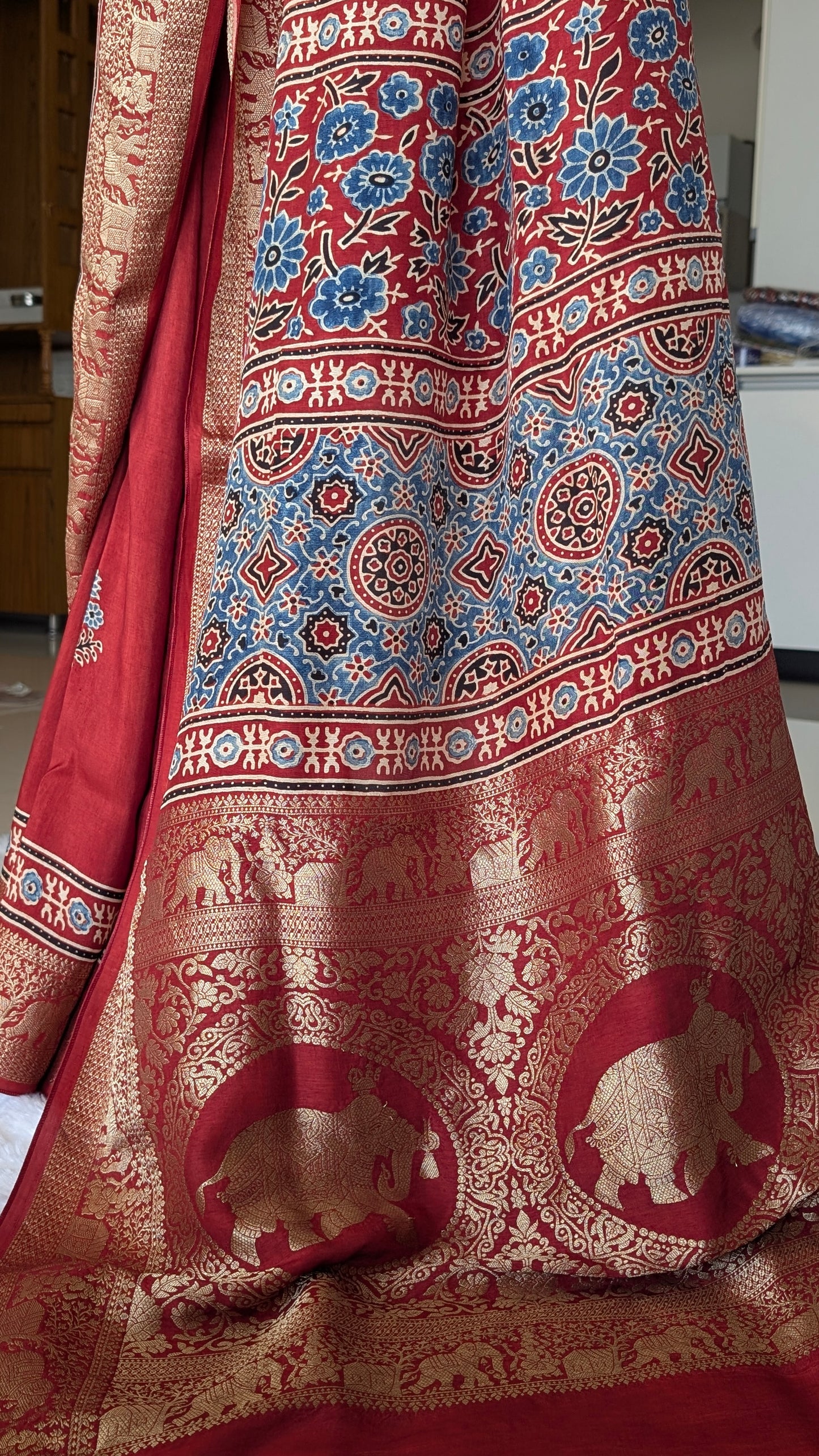 Dola Silk | Ajrakh | Red