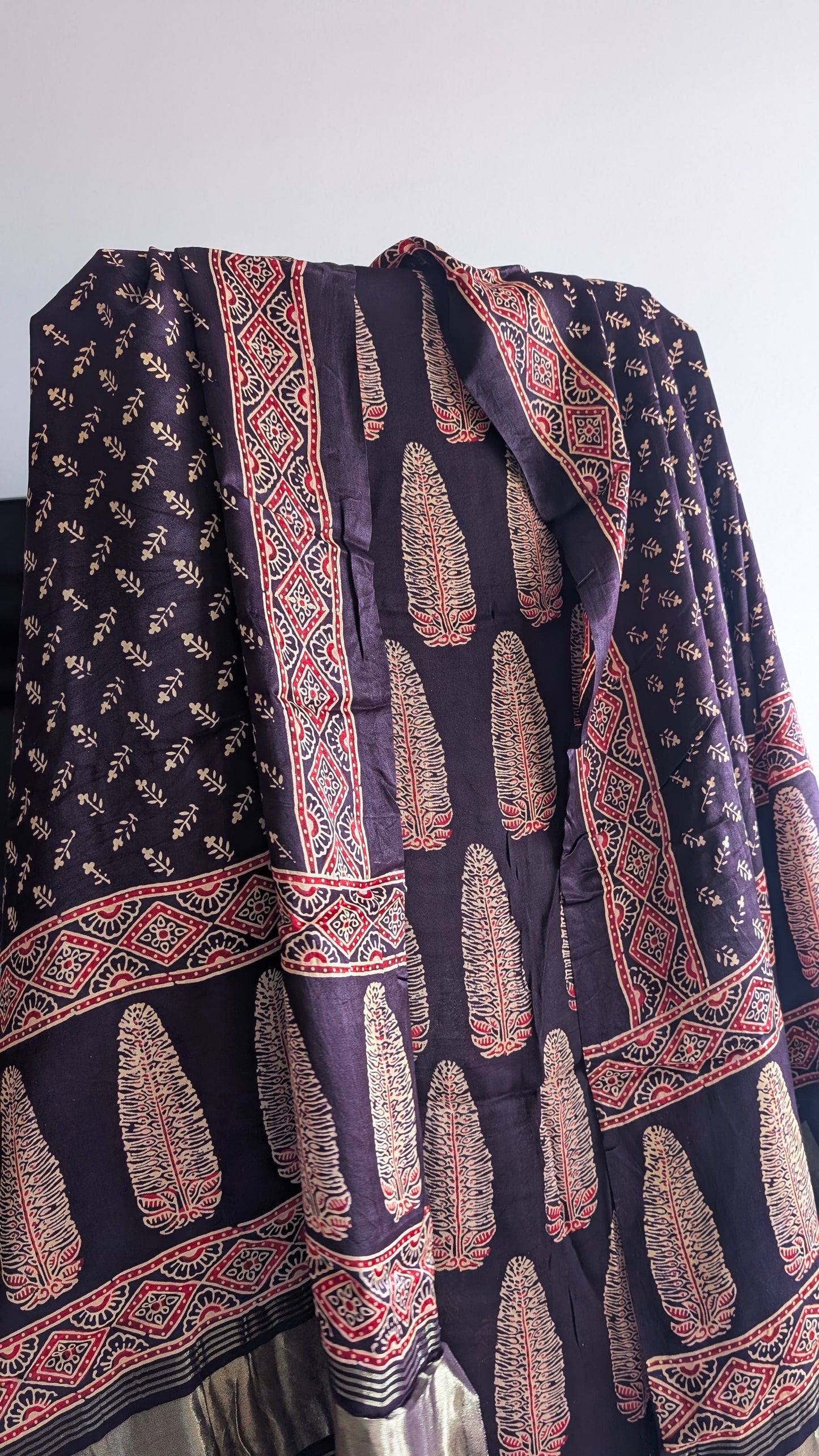 Ajrakh Modal Silk | Suit Set | Black | 2 PC