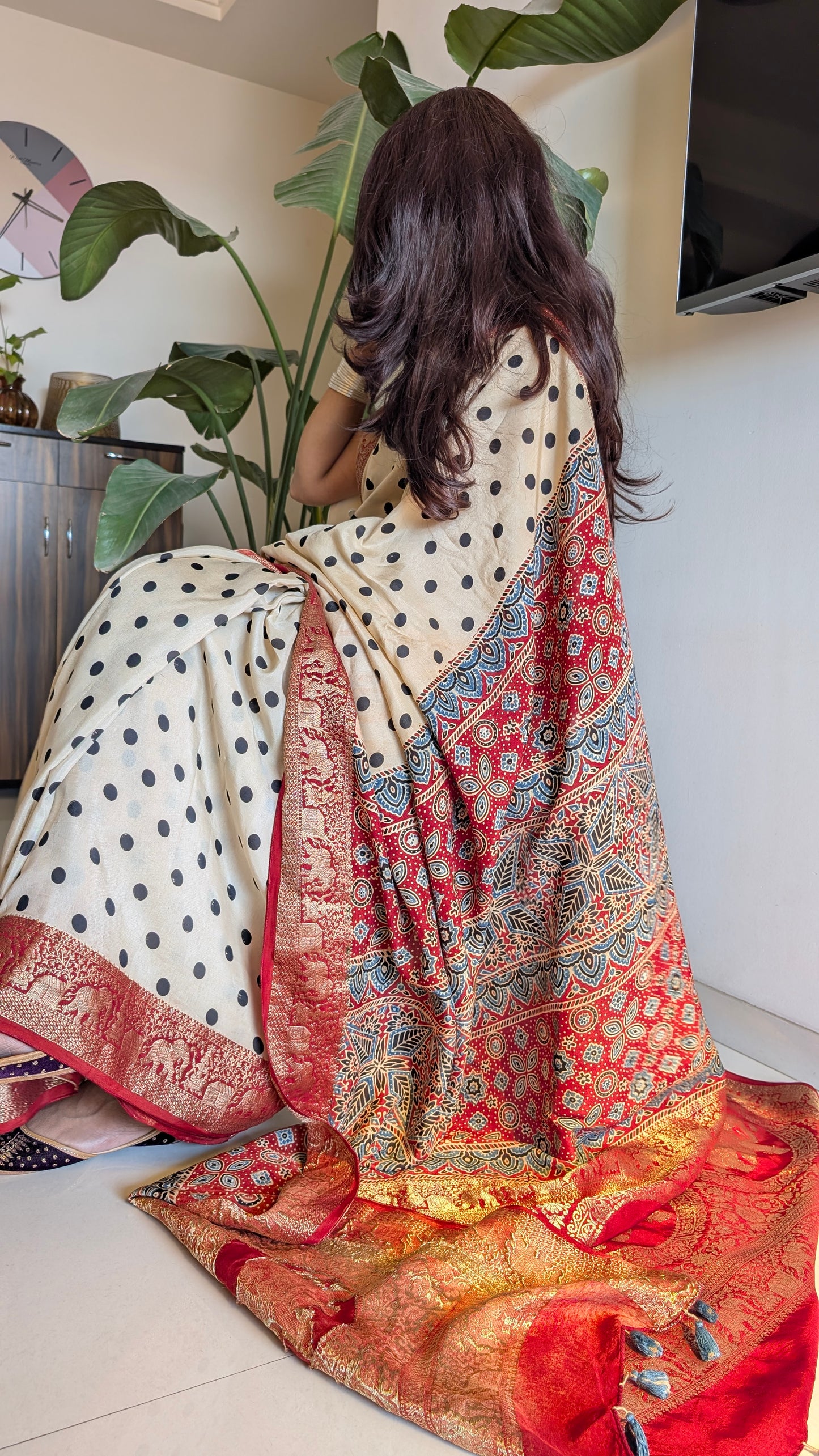 Dola Silk | Ajrakh | OffWhite