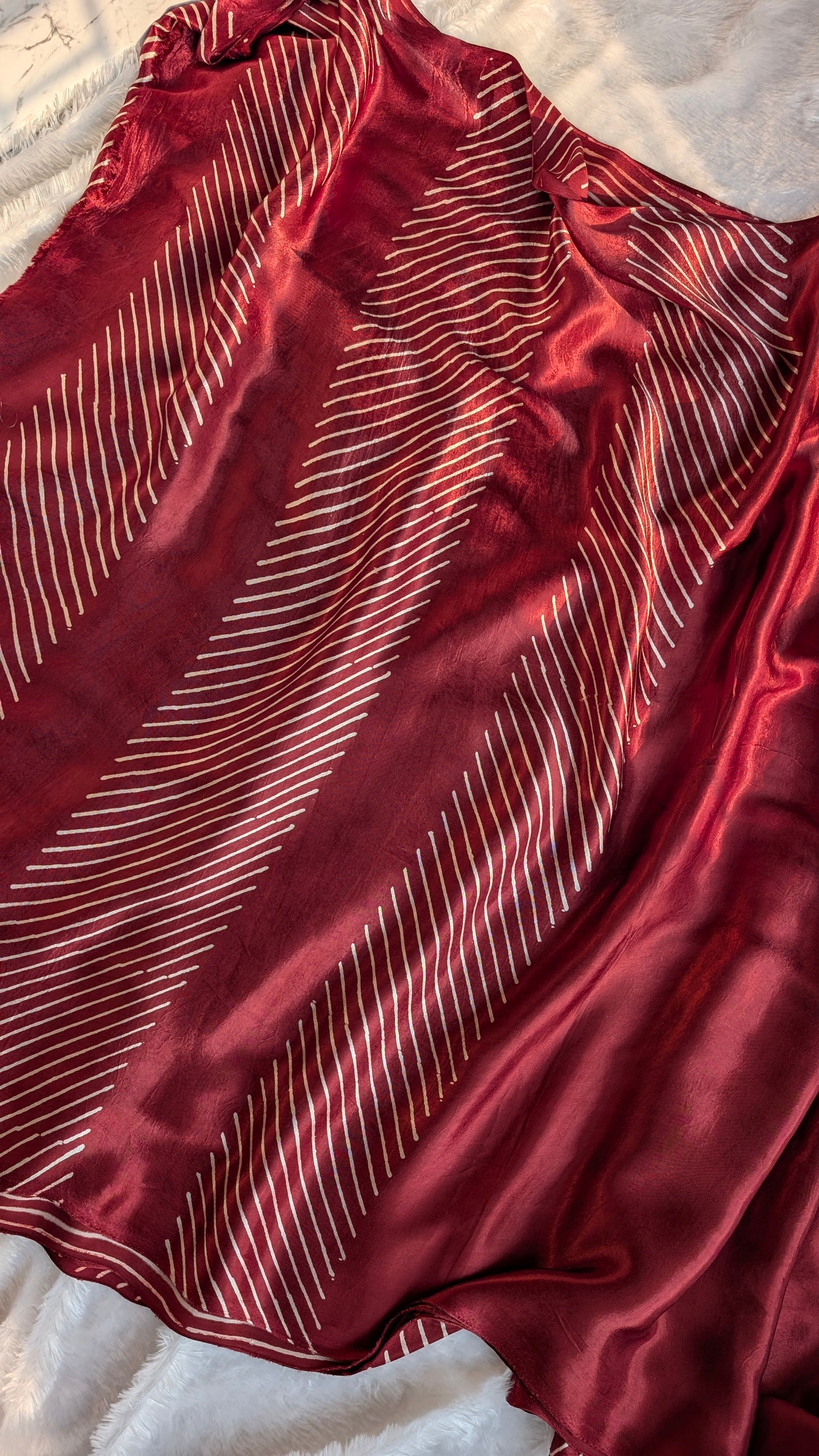Ajrakh Saree in Modal Silk - Hand Block Print and Naturally Dyed | TheRangBhoomi