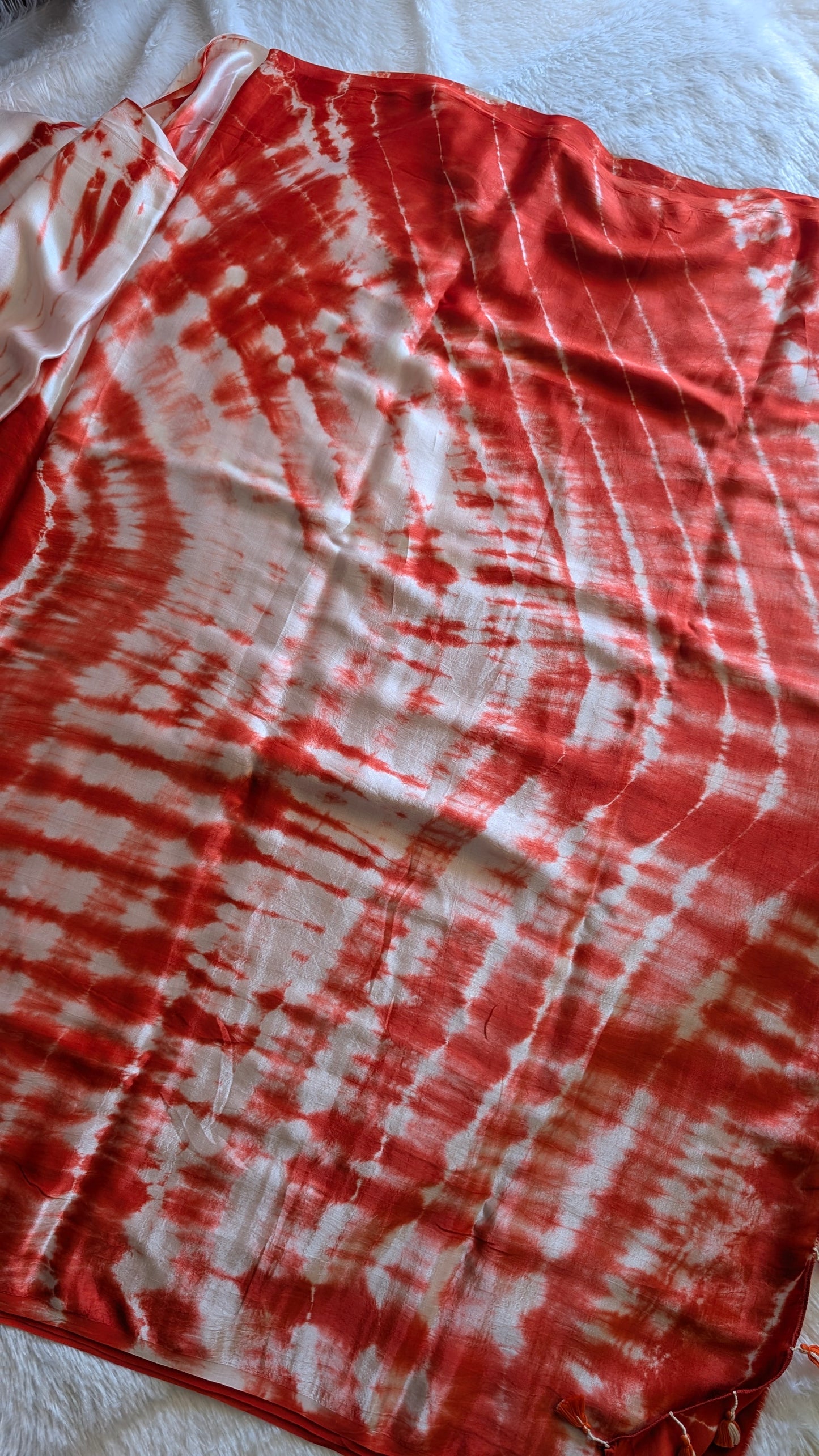 Orange Tie-Dye Saree | Modal Silk