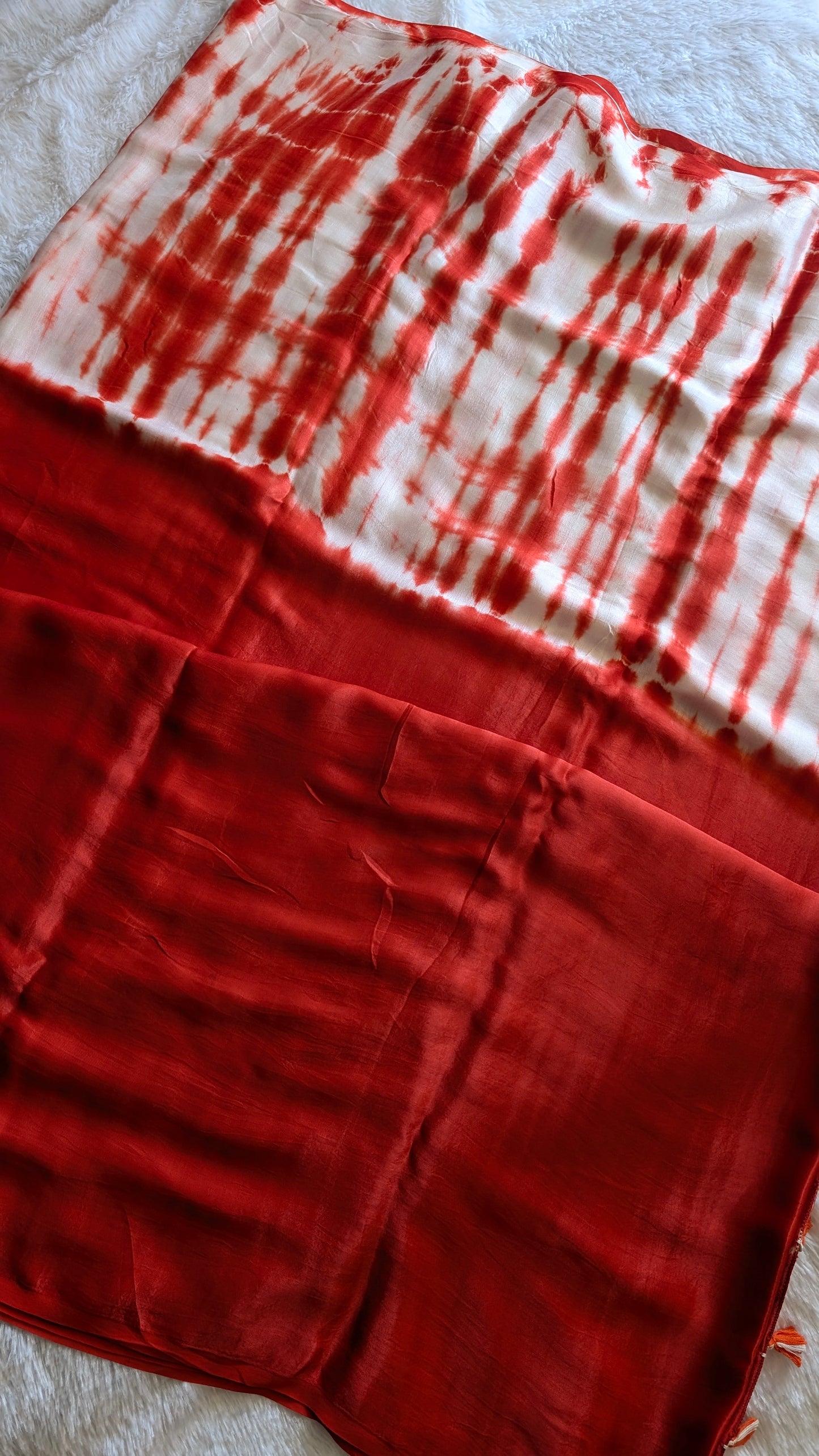 Orange Tie-Dye Saree | Modal Silk