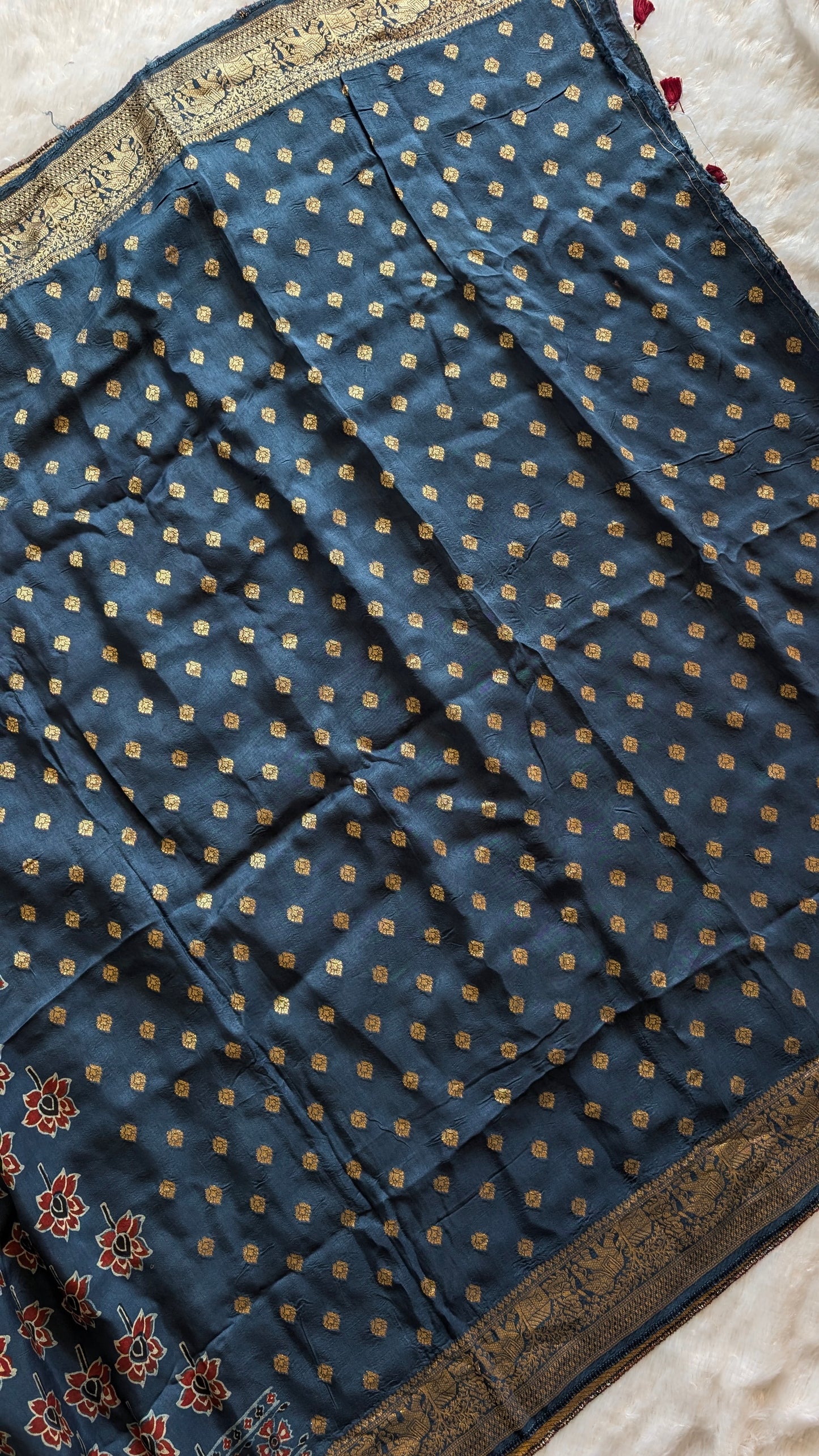 Dola Silk | Ajrakh | Blue
