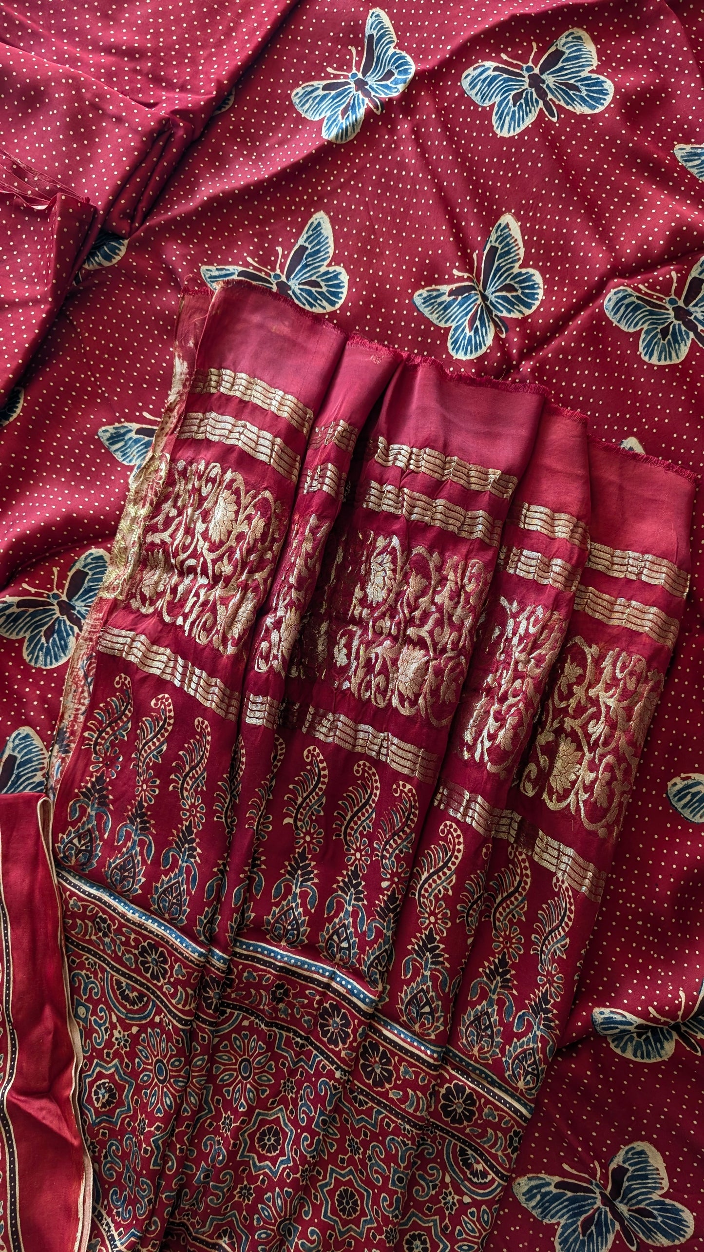 Ajrakh Modal Silk | Suit Set | Butterfly | 3 PC