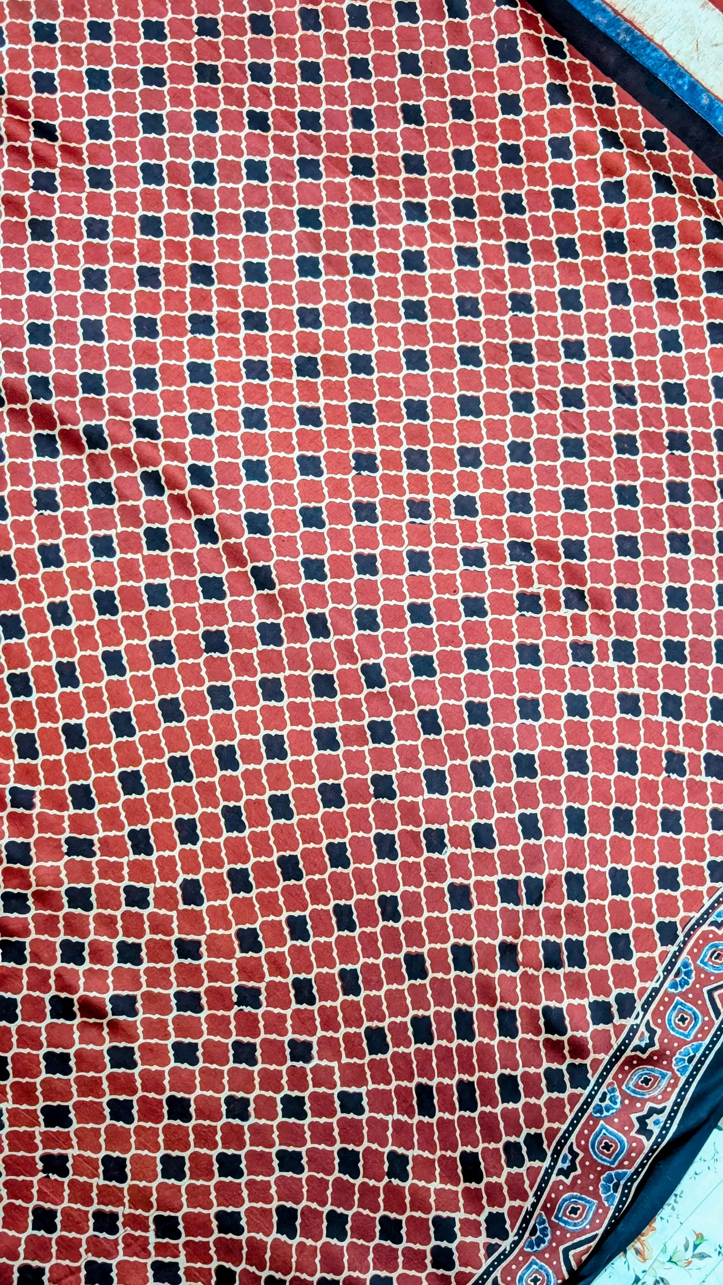 Ajrakh Saree in Modal Silk - Hand Block Print and Naturally Dyed | TheRangBhoomi