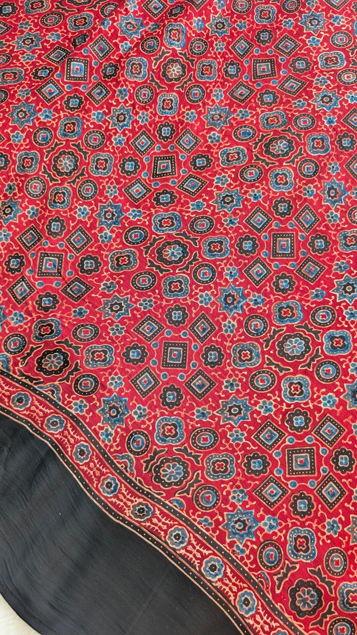 Ajrakh Saree in Modal Silk - Hand Block Print and Naturally Dyed | TheRangBhoomi