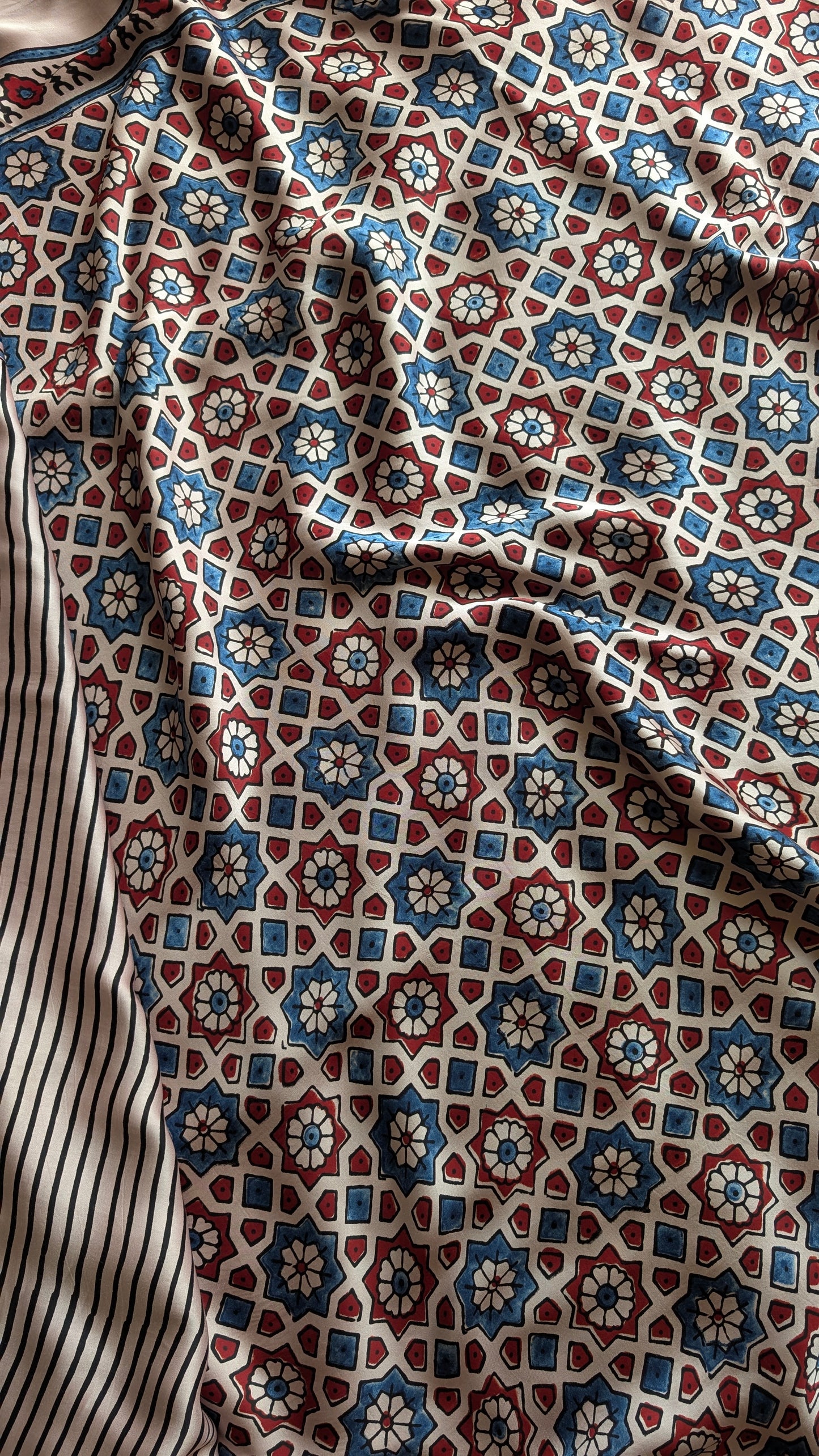 [PRE ORDER ONLY] Ajrakh Saree in Modal Silk - Hand Block Print and Naturally Dyed | TheRangBhoomi