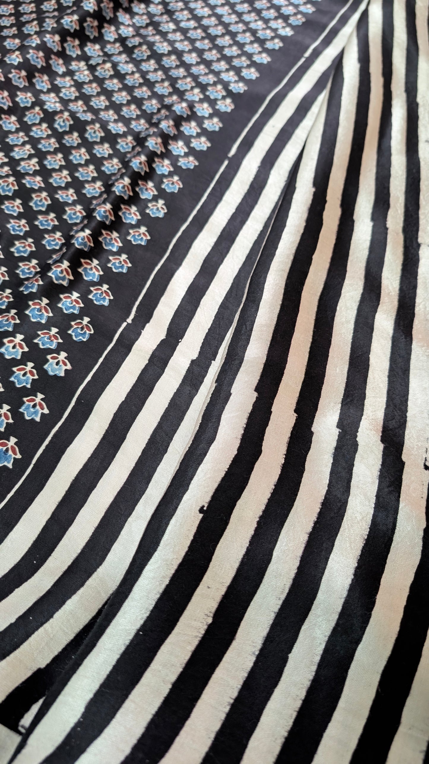 [PRE ORDER ONLY] Ajrakh Saree in Modal Silk - Hand Block Print and Naturally Dyed | TheRangBhoomi
