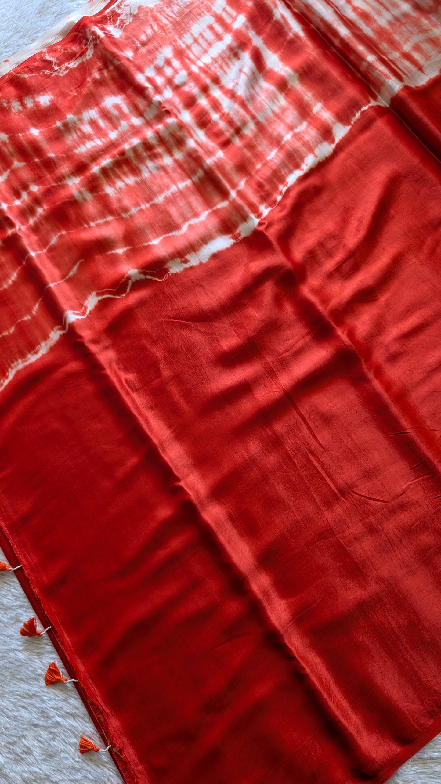 Orange Tie-Dye Saree | Modal Silk