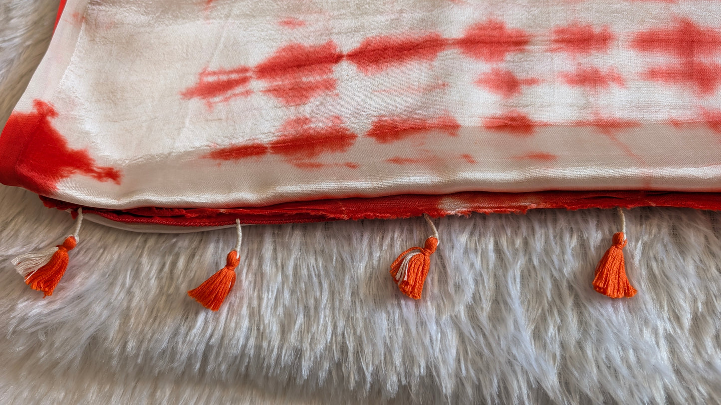 Orange Tie-Dye Saree | Modal Silk